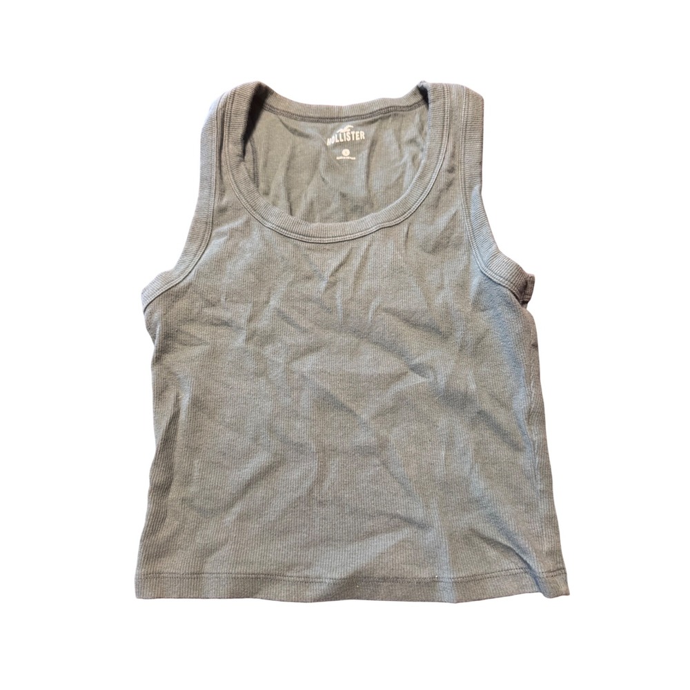 Hollister Tank Top Womens Small green Excellent Ribbed Scoop Neck Basic Crop‎